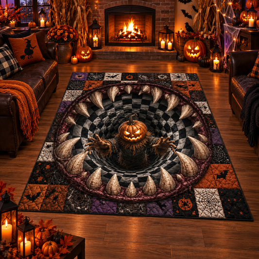 3D Pumpkin Monster Pit Halloween Area Rug