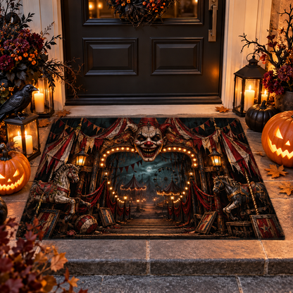 3D Scary Evil Clown Carnival Halloween Gate Doormat Spooky Rug