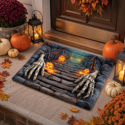 3D Skeleton Hands Wooden Bridge Halloween Doormat