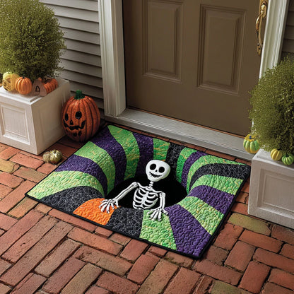 3D Skeleton Hole Quilted Halloween Gate Doormat