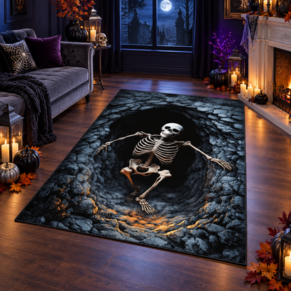 3D Skeleton Stone Hole Halloween Area Rug