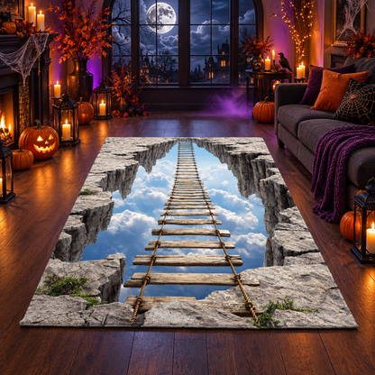 3D Sky Rope Bridge Halloween Area Rug