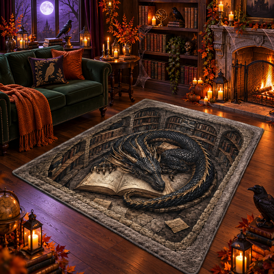 3D Sleeping Dragon Library Area Rug