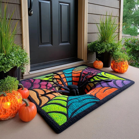 3D Spider Colorful Web Halloween Gate Doormat