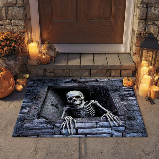 3D Spooky Skeleton Trapdoor Halloween Gate Doormat