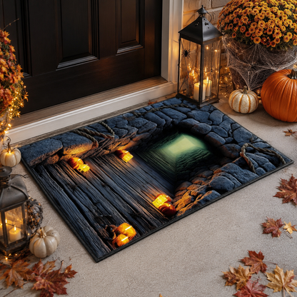 3D Stone Dungeon Tunnel Halloween Gate Doormat