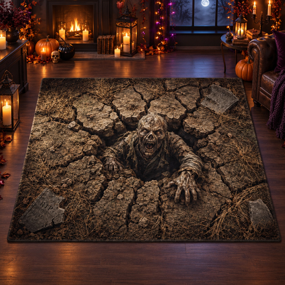 3D Zombie Graveyard Halloween Area Rug
