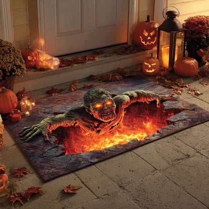3D Zombie Pit Illusion Halloween Gate Doormat