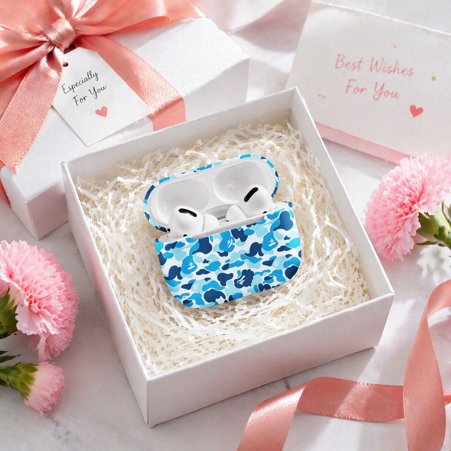 Blue Camo Protective AirPods Case