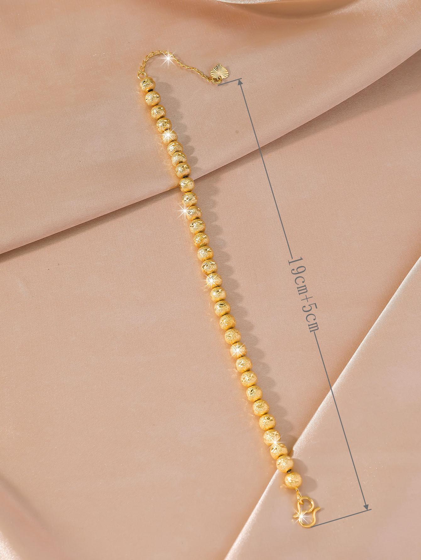 24K Gold Plated Beaded Copper Bracelet for Women