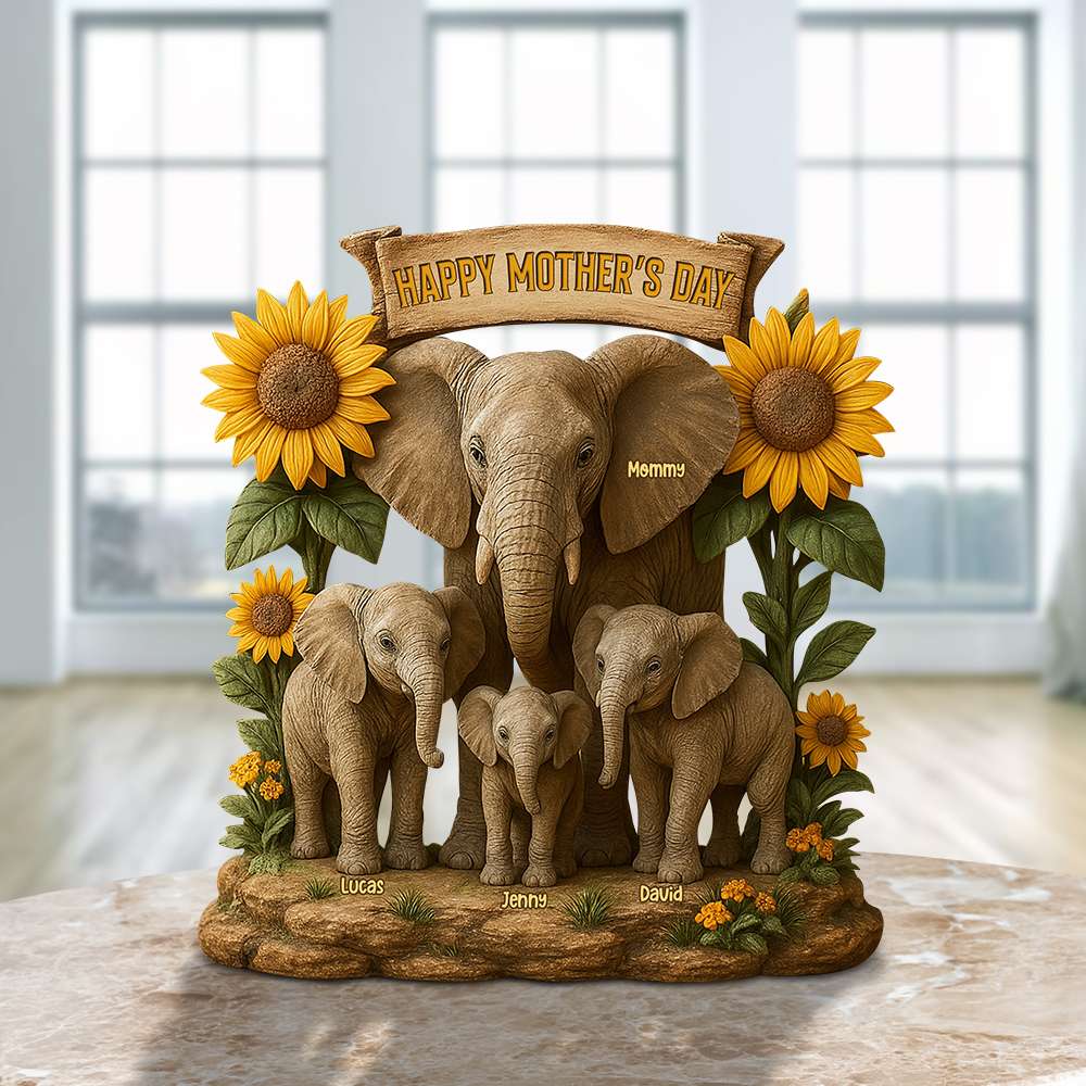 Elephant Mom Plaque - Personalized Christmas Gifts For Mom 01xqtn080425