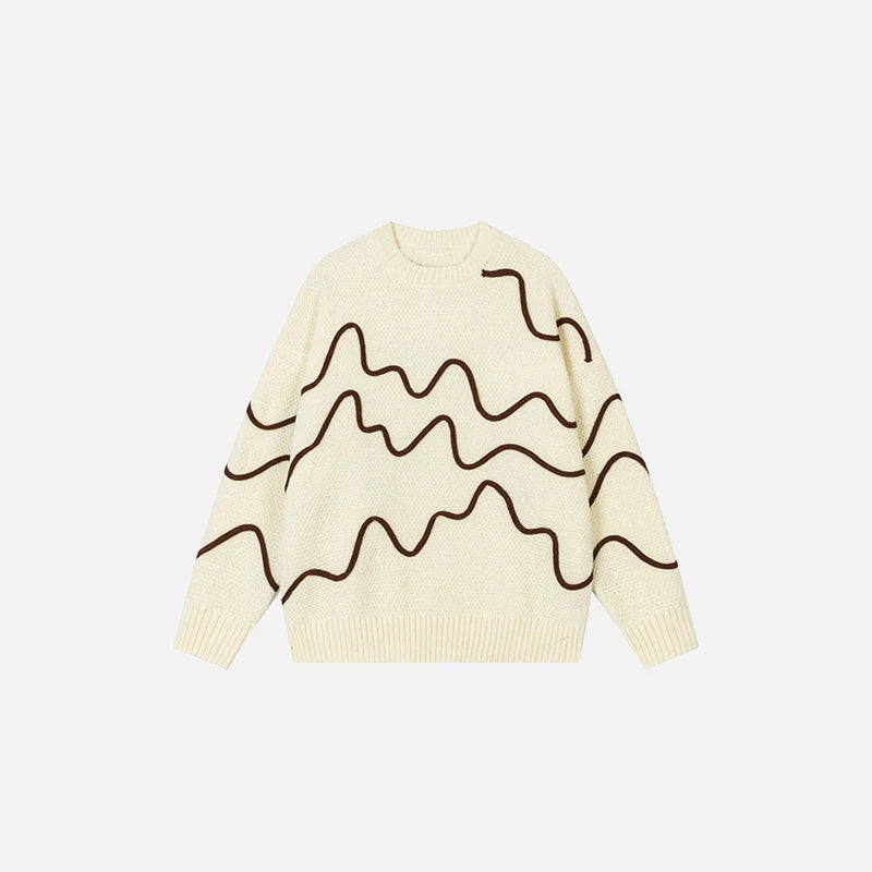 Wave Pattern Knit Sweater