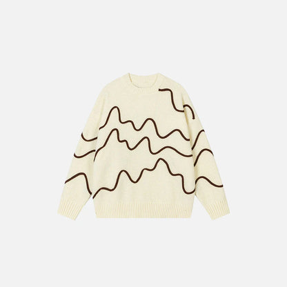 Wave Pattern Knit Sweater