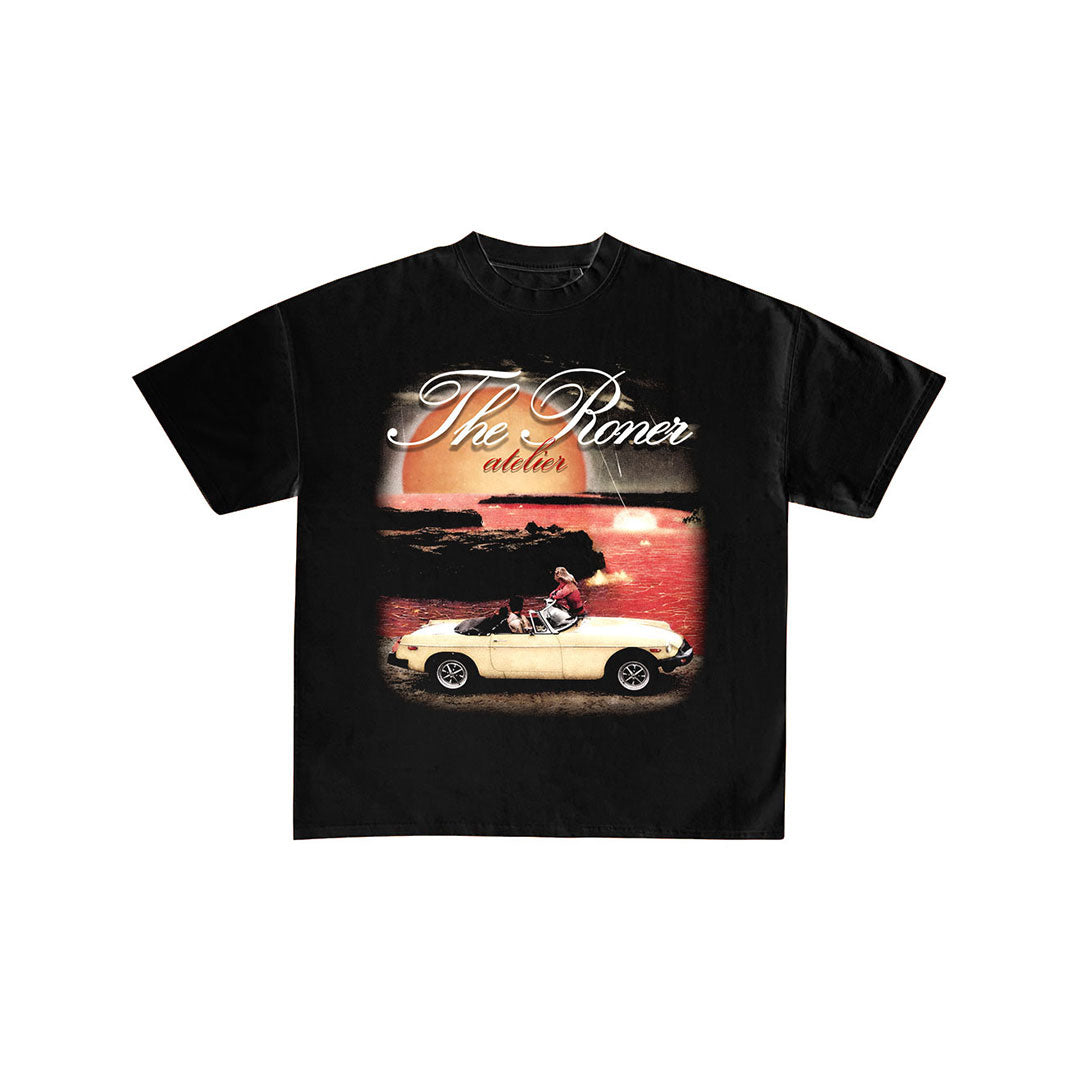Retro Sunset Convertible Graphic Oversized Tee