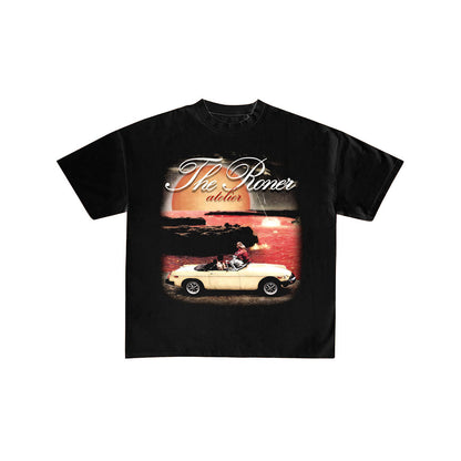 Retro Sunset Convertible Graphic Oversized Tee