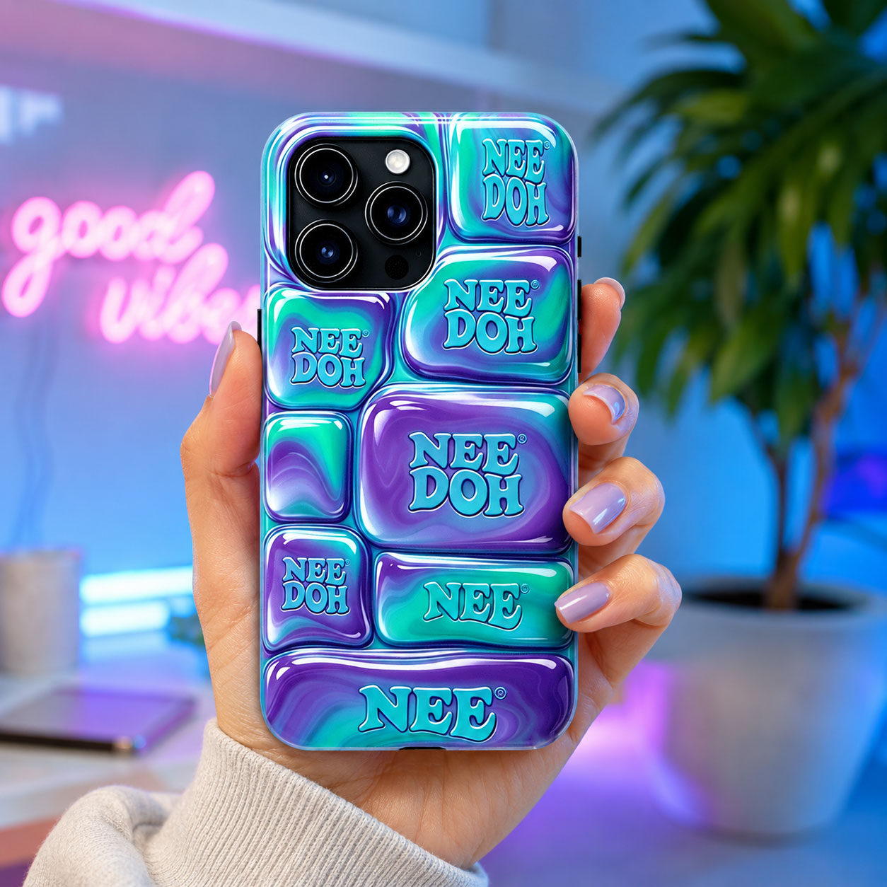 Nee Doh 3D Blue Purple Marble Puffy Phone Case
