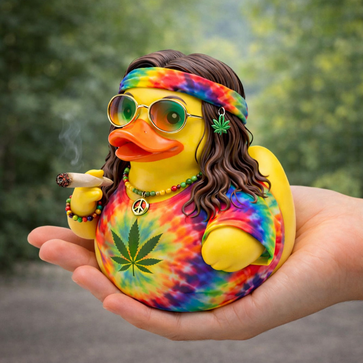 Hippie Tie-Dye Peace 420 Day Rubber Duck Collectible