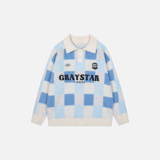 Y2K Graystar Grid Sweater