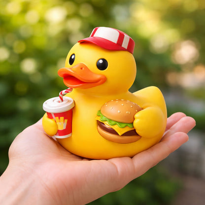 Fast Food Burger & Soda Rubber Duck Collectible
