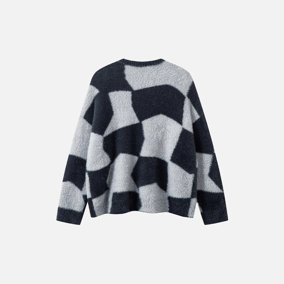 Y2K Abstract Grid Knitted Sweater