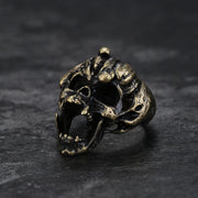 Halloween Horror Pumpkin Sterling Silver Skull Ring