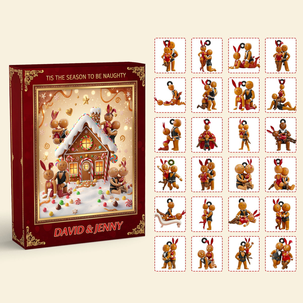 Gingerbread Couple Christmas Advent Calendar Blind Box Personalized Gifts For Couple 03OHDT161025