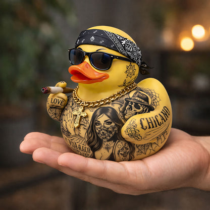 Chicano Style Tattoo Art Rubber Duck Collectible