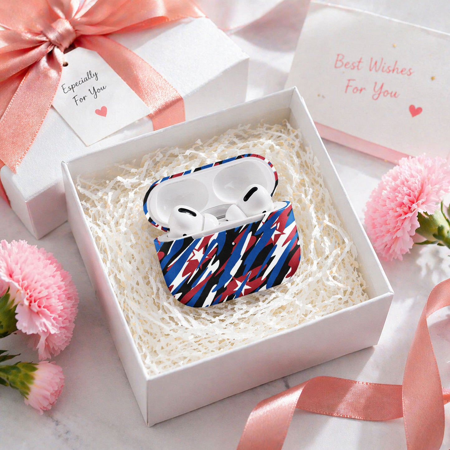 Red White Blue Star Camo AirPods Case