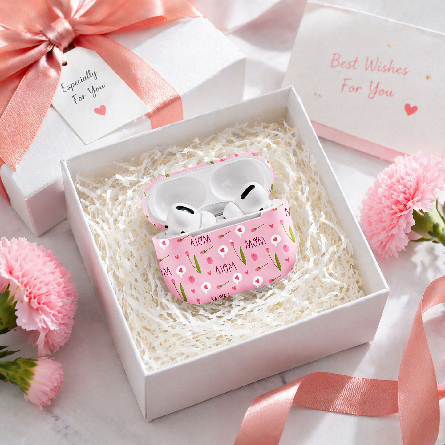 Gift Mother Day Floral Pattern Pink AirPods Case