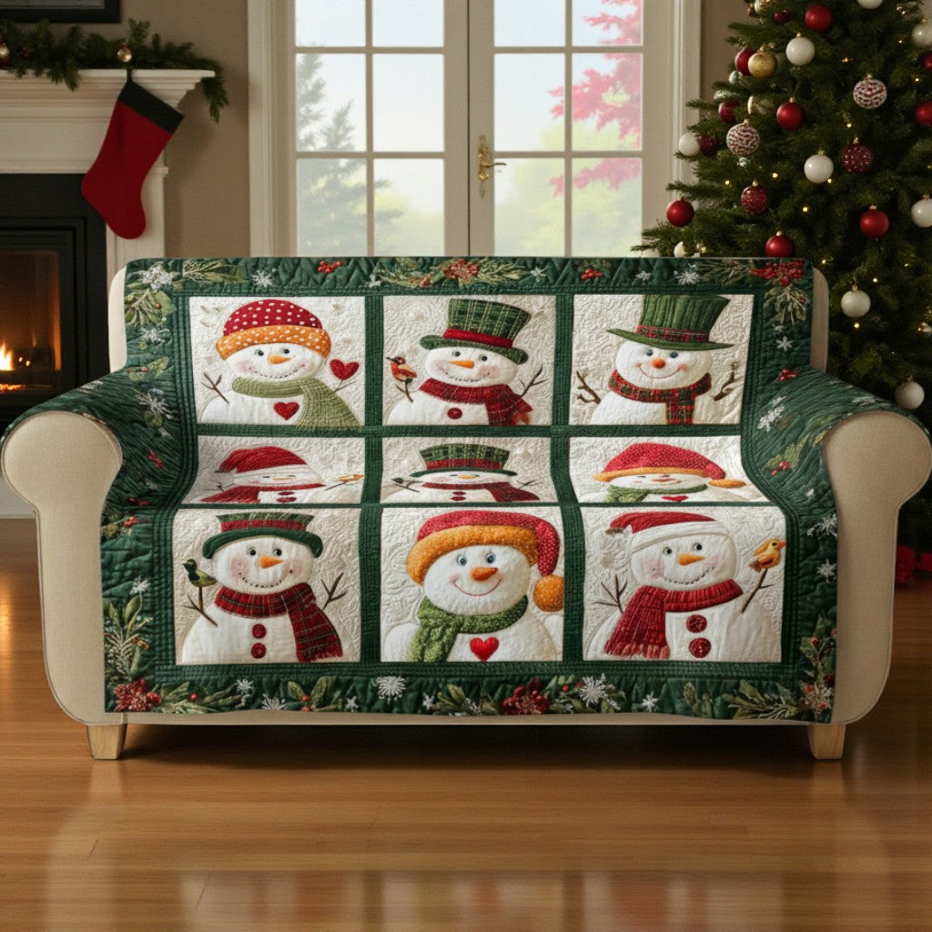Snowman Christmas Quilted Sofa Cover QFHM5081103