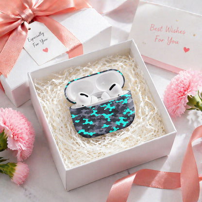 Teal and Grey Camo AirPods Case Cover