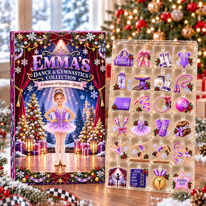 Personalized Dance and Gymnastics Advent Calendar 2026, Ballet Christmas Countdown, Gymnastics Ornaments, Holiday Gift for Girls and Dancers