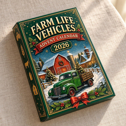 Farm Vehicle Advent Calendar 2026, 24 Acrylic Ornaments Tractors and Trucks, Christmas Countdown Gift