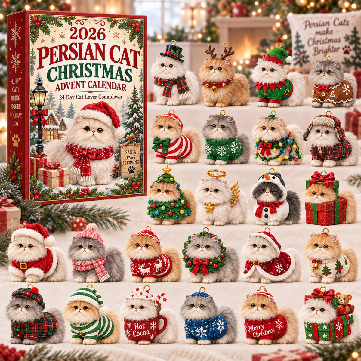 24 Days Pet Lover Advent Calendar 2026, Dog and Cat Christmas Charm Set, Puppy Kitty Blind Box Countdown, Pet Owner Gift