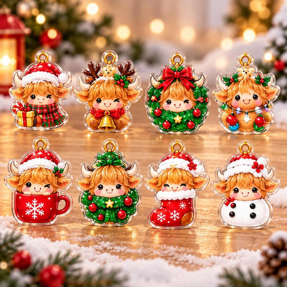 Highland Cow Advent Calendar 2026, 24 Christmas Cow Ornaments, Cute Farmhouse Christmas Decor, Cow Lover Holiday Gift