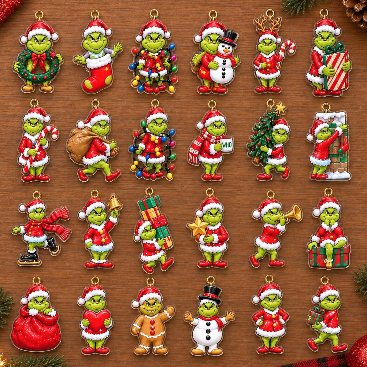 24 Days Grinmas Halloween Advent Calendar 2026, 24 Day Green Ghost Countdown,2D Charm Collectibles, Christmas Gift