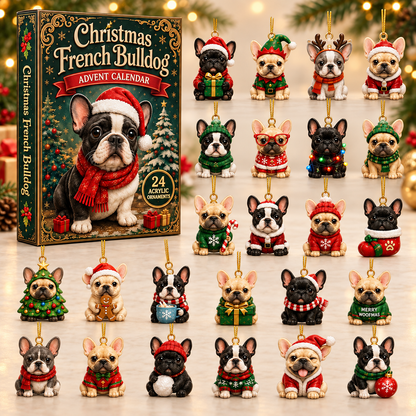 Christmas French Bulldog Advent Calendar 2026 - 24-Day Festive Countdown, Acrylic Charms Blind Box - Gift For Dog Lovers