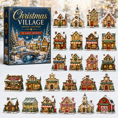 Christmas Village Houses Advent Calendar 2026 - 24-Day Festive Countdown, Acrylic Charms Blind Box - Gift For Family & Friends