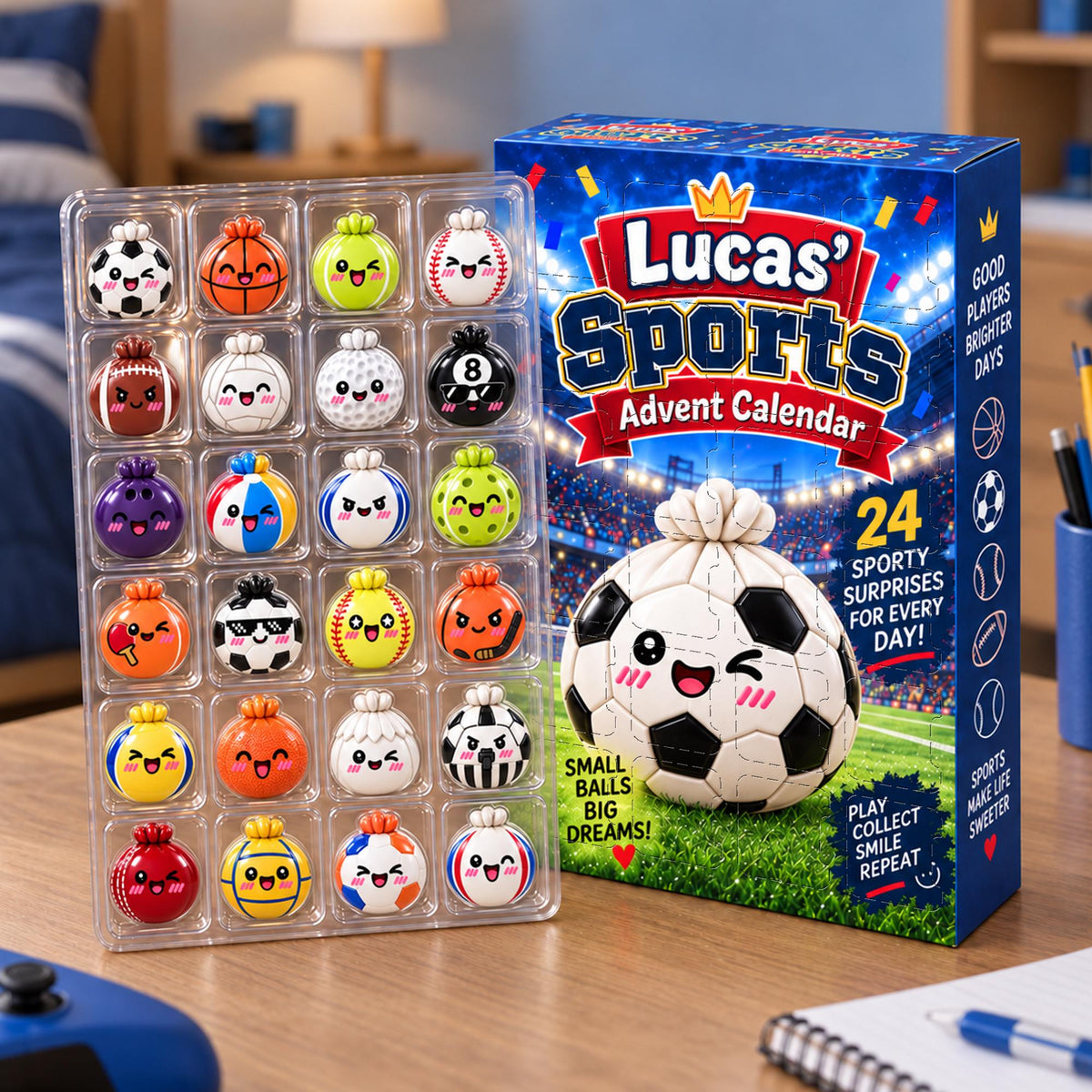 Personalized Dumpling Sports Blind Box Advent Calendar: Custom 24 Day Kids Kawaii Charm Toy