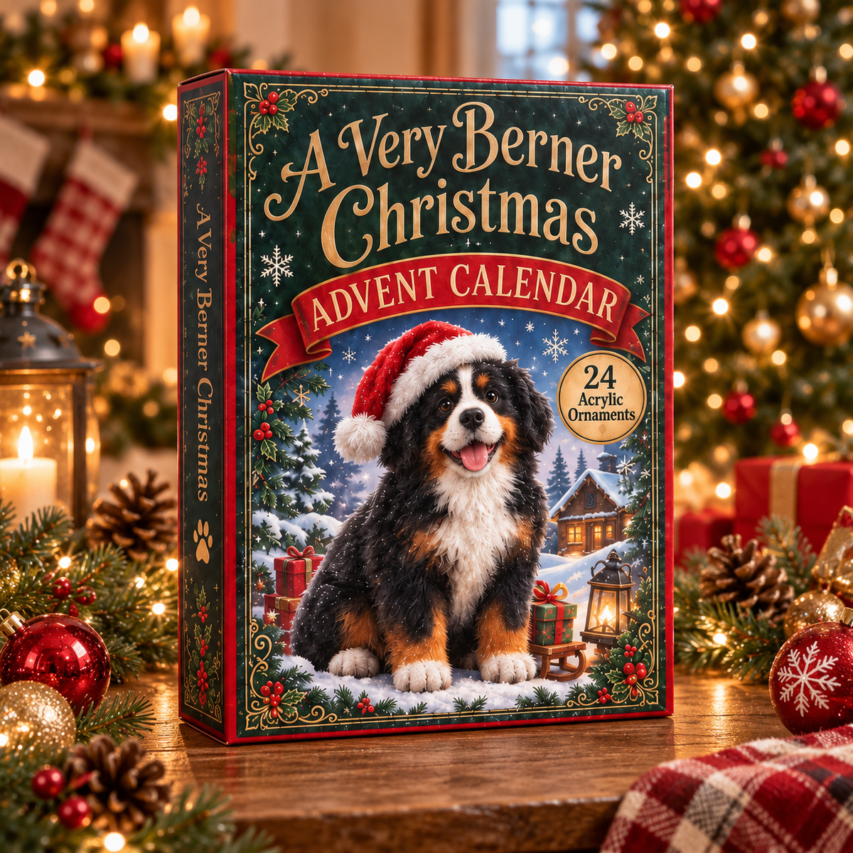 A Very Berner Christmas Advent Calendar 2026 - 24-Day Festive Countdown, Acrylic Charms Blind Box - Gift For Bernese Mountain Dog Lovers