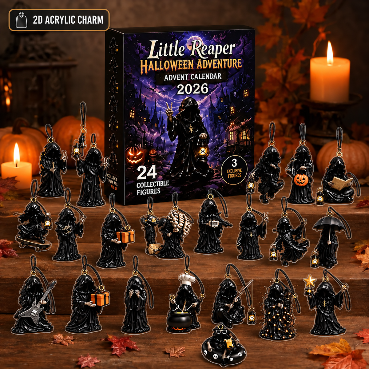 Halloween Advent Calendar 2026, 24-Day Little Reaper Mini Figurine Collection, Spooky Countdown Decor, Gift For Kid