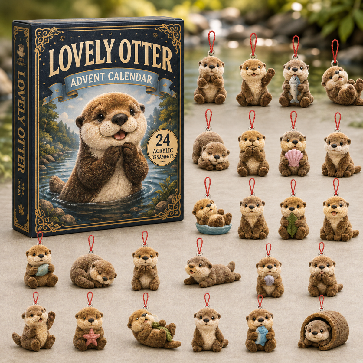 Lovely Otter Advent Calendar 2026 - 24-Day Festive Countdown, Acrylic Charms Blind Box - Gift For Otter Lovers