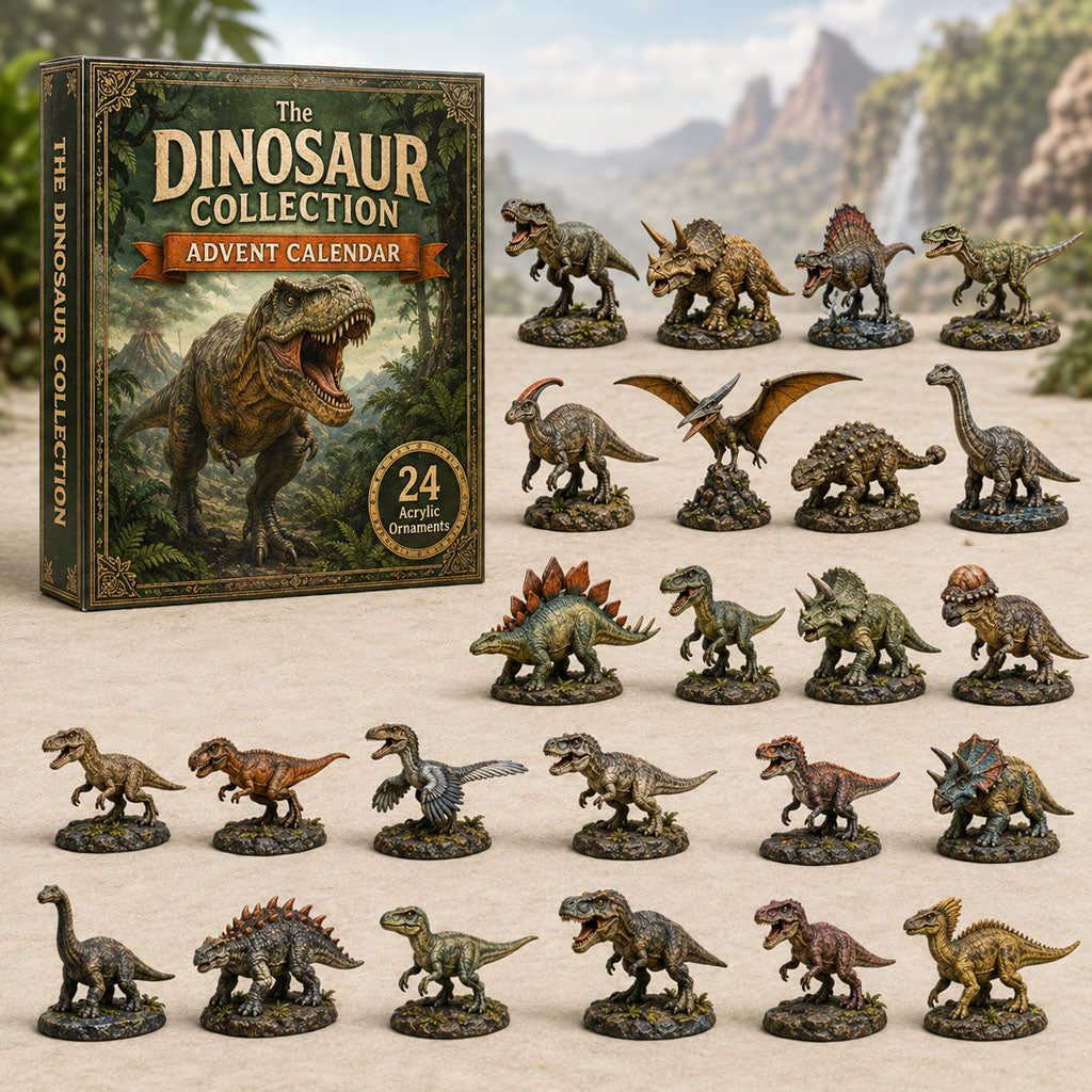 Dinosaur World Realm Advent Calendar 2026 - 24-Day Festive Countdown, Acrylic Charms Blind Box - Gift For Dinosaur Lovers