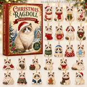 Chrismast Ragdoll Advent Calendar 2026 - 24-Day Festive Countdown, Acrylic Charms Blind Box - Gift For Cat Lovers