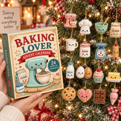 Baking Advent Calendar 2026, 24 Days Advent Calendar, 24 Acrylic Baking Ornaments, Baker Gift, Baking Lover Gift, Christmas Kitchen Decor