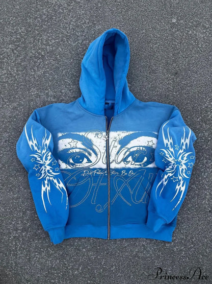 3D Print Vintage  Long Sleeve Zip Hoodie