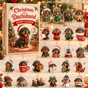 Christmas With Dachshund Advent Calendar 2026 - 24-Day Festive Countdown, Acrylic Charms Blind Box - Gift For Dachshund Lovers