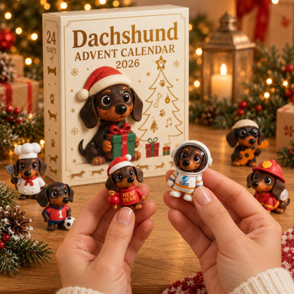 3D Dachshund Advent Calendar 2026 24 Day Christmas Countdown Wiener Dog Figurines Holiday Gift