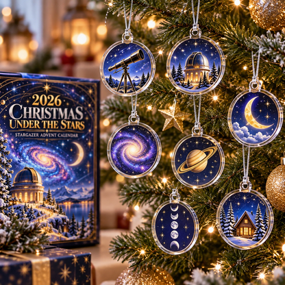 2026 Christmas Under The Stars Stargazer Advent Calendar With Celestial Ornaments, Unique Space Theme Holiday Countdown Gift