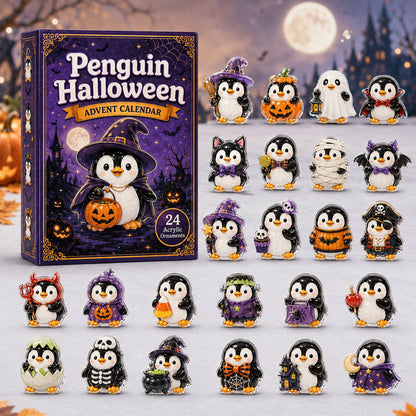 Penguin Halloween Advent Calendar 2026 - 24-Day Festive Countdown, Acrylic Charms Blind Box - Gift For Penguin Lovers